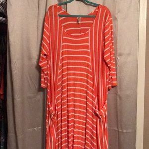 Orange and white striped dress